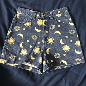 Not Guilty USA high waist shorts - sun moon and stars design